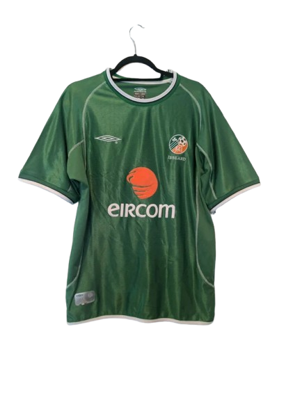 Authentic 2002 Republic of Ireland home jersey Umbro green Eircom sponsor