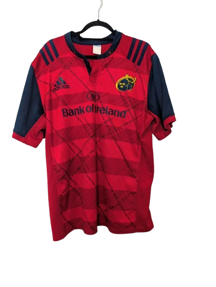 Authentic 2016 Munster Rugby home jersey Adidas red size Large Bank of Ireland sponsor