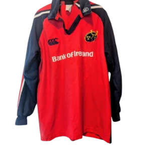 Authentic 1999 Munster Rugby home long sleeve jersey Canterbury red navy size XL Bank of Ireland sponsor