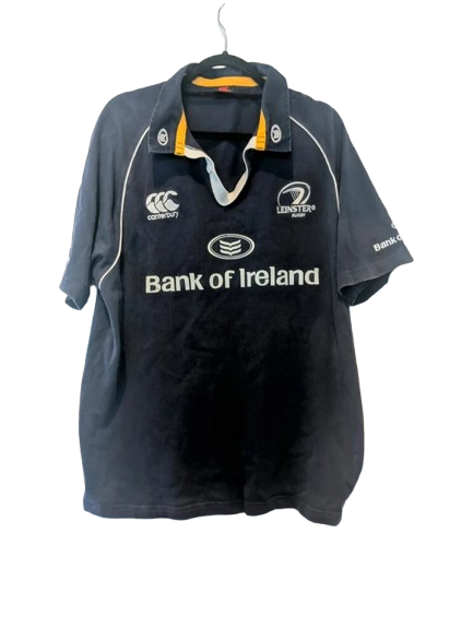 Authentic 2000s Leinster Rugby Canterbury training shirt navy blue size Large Bank of Ireland sponsor