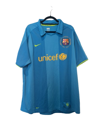 Authentic 2007 FC Barcelona away shirt Nike light blue size 2XL Camp Nou 50 years UNICEF sponsor
