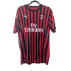 Authentic 2019 AC Milan home shirt Puma 755857-01 red black stripes size Large Fly Emirates