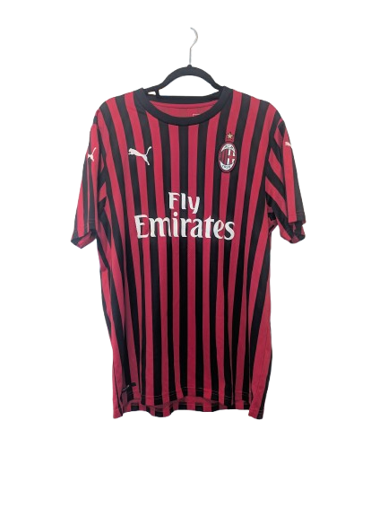 Authentic 2019 AC Milan home shirt Puma 755857-01 red black stripes size Large Fly Emirates
