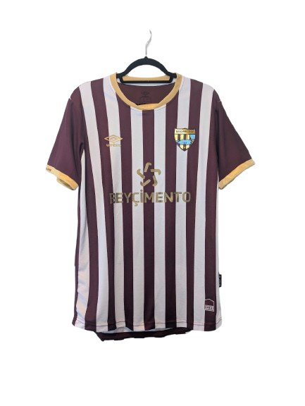 Authentic 2022 Bandirmaspor home shirt Umbro burgundy white striped size Large Beycimento sponsor