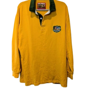 Vintage Australia long sleeve rugby shirt by Cotton Traders mustard yellow and green size XL