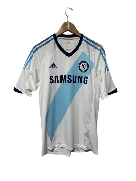 Authentic 2012 Chelsea FC away shirt Adidas white cyan sash size Large Samsung sponsor