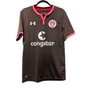 Authentic 2016 FC St Pauli home shirt Under Armour 1279189 brown size Small Congstar sponsor