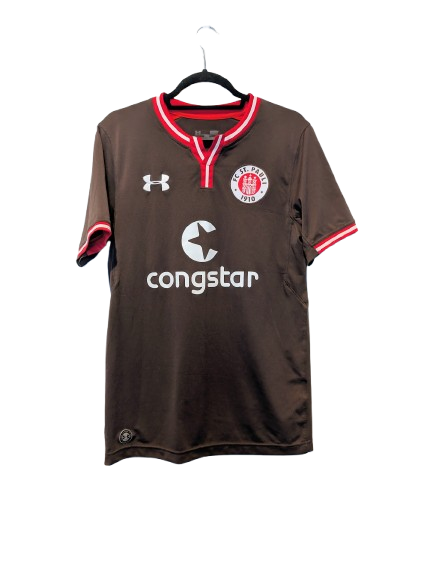 Authentic 2016 FC St Pauli home shirt Under Armour 1279189 brown size Small Congstar sponsor