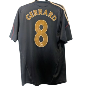 Authentic 2009 2010 Liverpool away shirt Adidas black gold Carlsberg size Medium Gerrard 8