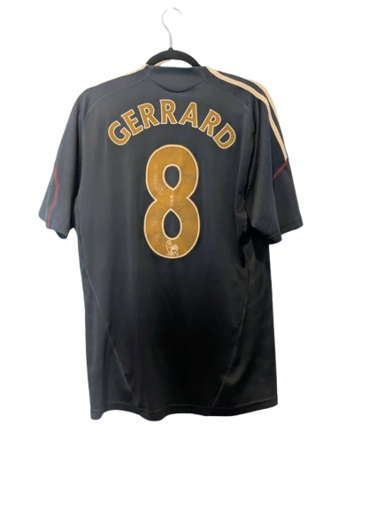 Authentic 2009 2010 Liverpool away shirt Adidas black gold Carlsberg size Medium Gerrard 8