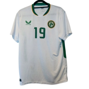Authentic 2023 Republic of Ireland away shirt Castore player issue number 19 sponsorless white green