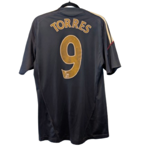 Authentic 2009 Liverpool away shirt Adidas black gold size Medium Fernando Torres 9