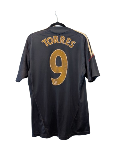 Authentic 2009 Liverpool away shirt Adidas black gold size Medium Fernando Torres 9