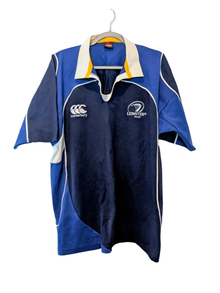 Authentic 2005 Leinster Rugby training jersey Canterbury navy royal blue yellow collar size XL