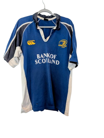 Authentic 2005 Leinster Rugby home jersey Canterbury blue size Large Bank of Ireland white collar