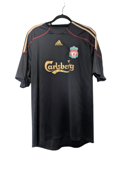 Authentic 2009 2010 Liverpool away shirt Adidas black gold Carlsberg sponsor size Large