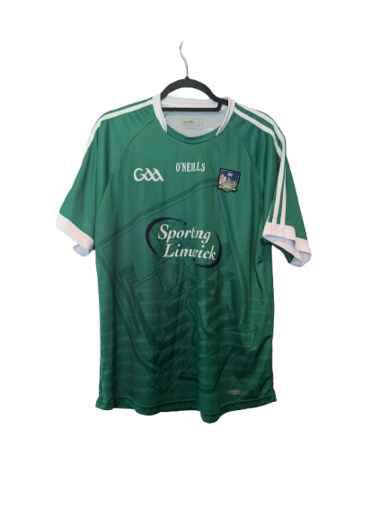 Authentic 2017/18 Limerick GAA home jersey ONeills green size Large Sporting Limerick King Johns Castle