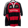 Authentic 2007 Munster Rugby training jersey Adidas red black hoops size XL Toyota sponsor