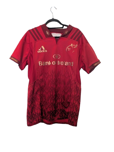 Authentic 2017 Munster Rugby home jersey Adidas player issue size 10 number 16 GPS pouch gold crest