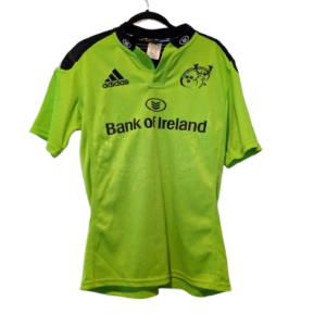 Authentic 2014 Munster Rugby alternate jersey Adidas solar green size Medium Bank of Ireland sponsor