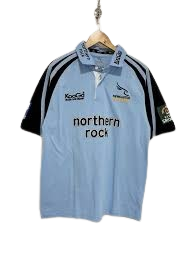 Authentic 2000 Newcastle Falcons rugby jersey black white size Large Northern Rock