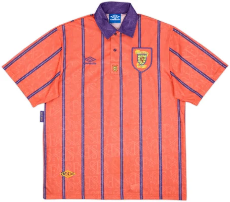 Front view of 1993-1995 Scotland player issue away shirt by Umbro
