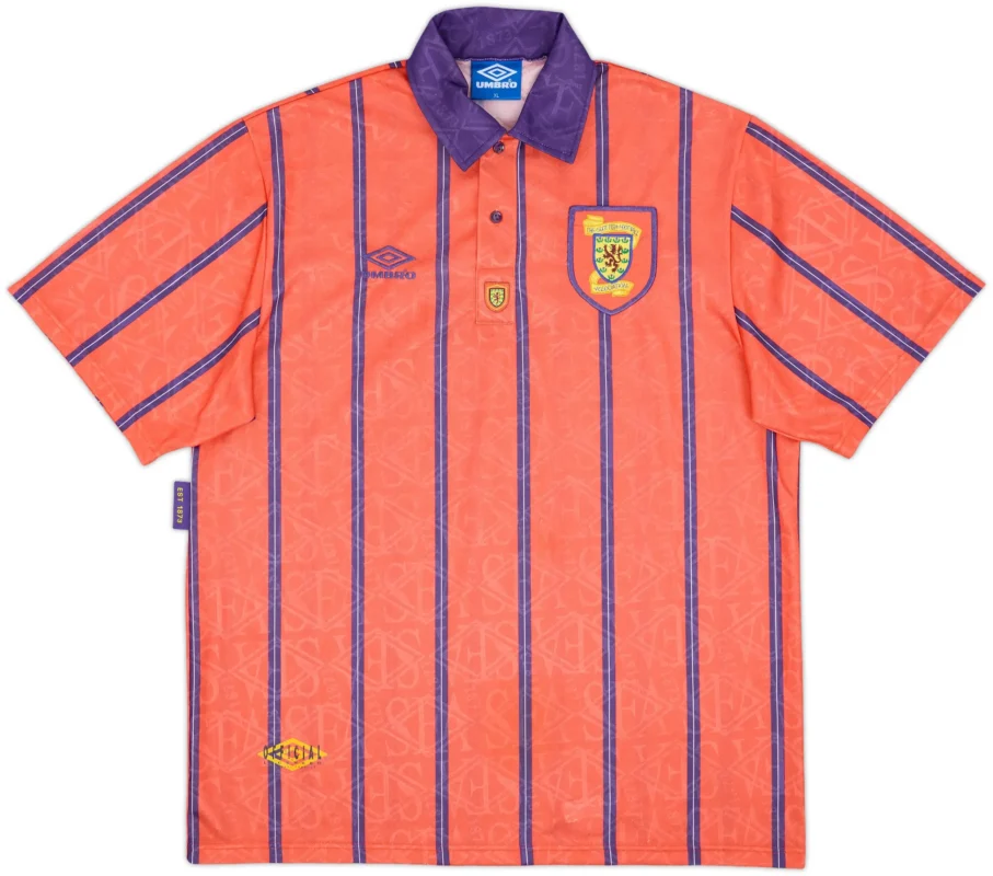 Front view of 1993-1995 Scotland player issue away shirt by Umbro