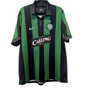 Authentic 2006 Celtic FC away shirt Nike 146915 black green striped size XL Carling sponsor